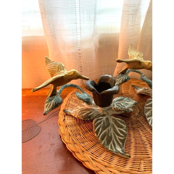 Brass Humming Bird Taper Candle holders Set Vintage Art Nouveau - Picture 9 of 13